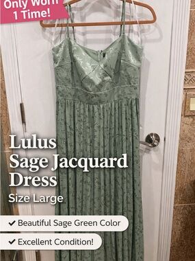 Lulu's Sage Green Jacquard Maxi Dress